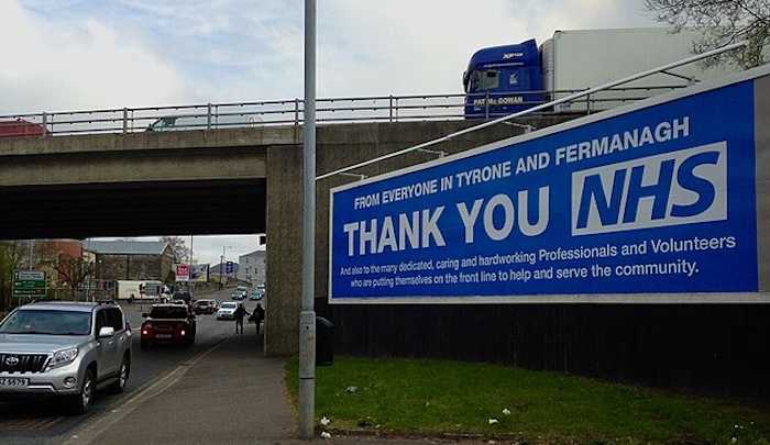 Thank you NHS hoarding, Omagh by Kenneth Allen, Creative Commons Attribution-Share Alike 2.0