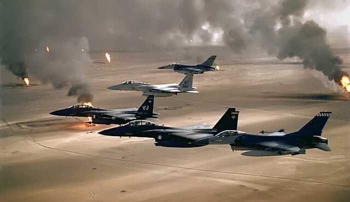 USAF F-16A F-15C F-15E Desert Storm, US Air Force, Public domain